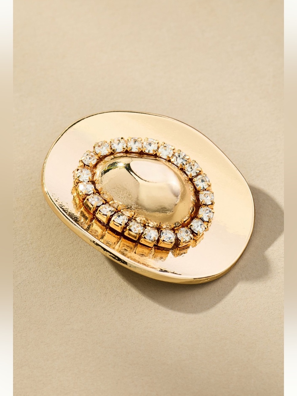 Anthropologie 14KT Gold Plated CZ Western Cowboy Hat Brooch New